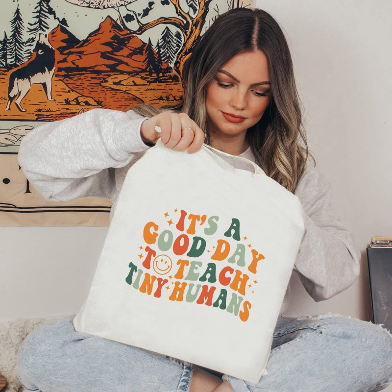 Kimoli Teacher Appreciation Gifts Canvas Tote Bags Aesthetic Travel Beach Bag Summer Reusable Grocery Shopping Bag - Image 2